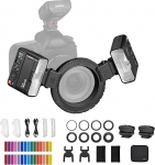Godox MF12-K2 2tk makro v&auml;lk 2.4G juhtmevaba &uuml;lekande juhtnumber 16 TTL M režiim koos v&auml;rvilise filtriga Cold Shoe portree taimedele putukad putukad toit ehted makrofotodele