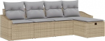 Rantry Model3360591 5-osaline aiasohva komplekt koos pehmendusega Beeži Poly Rattan Garden Lounge