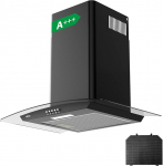 Ciarra (CBCF004) 90 cm / 550 m3 / h / 3 v&otilde;imsustaset / klaasist roostevabast terasest aluskate (v&auml;ljat&otilde;mme/tsirkulatsiooni&otilde;hk) / h&otilde;bedane [energiaklass C], 60cm