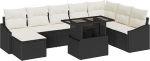 Rantry 9-teiliges Garten Sofa Set mit Kissen in Schwarz aus Poly Rattan Gartenlounge Model3349053