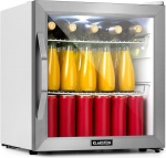 Klarstein Mini Fridge with Glass Door, Mini Fridge for Room, Drinks Fridge, Small, with Adjustable Shelves, Small Fridge, 47 Litres, Indoor/Outdoor Fridge, Quiet