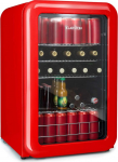 Klarstein PopLife Drink Cooler Mini Bar Retro Fridge 0-10&deg;C Only 39dB 115L Eco Friendly Double Glazed Door Retro Red