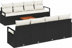 Rantry 9-teiliges Garten Sofa Set mit Kissen Schwarz Poly Rattan Akazie Gartenlounge Model3347677