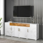 Lexiou Sideboard, k&ouml;&ouml;gikapp, hoiukapp, 208 x 39,5 x 80 cm, kapp 4 uksega, 2 sahtlit, buffet (valge)