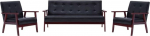 Gazebo tool diivan elutuppa 3-osaline diivanikomplekt mustast kunstnahast, mis sobib &otilde;ue, kohvikusse, elutuppa