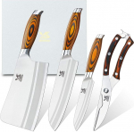 MSY BIGSUNNY Tang seeria 4-osaline k&ouml;&ouml;ginugade komplekt, hakkliham&otilde;&otilde;tja, Santoku nuga, universaalnuga, kodulinnuk&auml;&auml;rid, Aasia nugade komplekt Saksa terasest mitmeotstarbeliseks l&otilde;ikamiseks