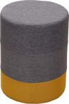 Rebecca Mobili Ottoman Round Footstool Upholstered in Wood and Fabric Yellow Grey Modern Design Living Room Bedroom - Dimensions: 45 x 35 x 35 cm (H x L x W) - Item RE6292