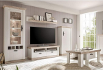 Lomadox Country House elutoa TV-meedia seinakomplekt koos kohvilaudadega, m&auml;nni valge ja Oslo Nb., sisaldab valgustust