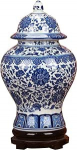 Jingdezhen klassikaline sinine ja valge portselanist lille tempel ingveri vaas Hiina Mingi stiilis k&otilde;rgus 38cm sinine valge