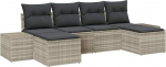 6-teilige Garten Sofagarnitur mit Kissen Hellgrau Poly-Rattan Gartenlounge Model3347172
