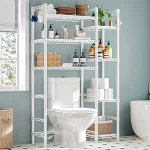 Wooruy tualettruumi hoidik 7 reguleeritava riiuliga, ruumi s&auml;&auml;stev vannitoa organiseerija, nurgas hoidik pesumasinale, pesuruumi, vannituppa, valge, 80 x 24,5 x 167 cm.