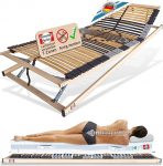 Matratzen Perfekt 7-tsooniline lamelliraam 140 x 200 cm 42 lamelli 8,5 cm K&otilde;rge k&otilde;vadus Reguleeritav kuni 200 kg kandev&otilde;ime K&auml;sitsi reguleeritav Made in Germany