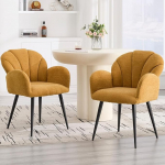 chairus s&ouml;&ouml;gitoa toolid, komplekt 2, &scaron;enill k&ouml;&ouml;gitoolid, polsterdatud toolid seljatoega, kaasaegne s&ouml;&ouml;gituba, k&auml;etoega toolid k&ouml;&ouml;ki, elutuppa, kollane