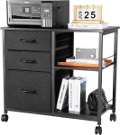 VEVOR arhiivikapp, 3 riidest sahtliga kapp, rullmahuti 2 avatud riiuliga, hoiukapp kirjatarvete, printeri, dokumentide hoidmiseks (must, 75 x 40 x 68 cm)