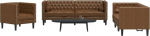 Tidyard 3-TLG. Chesterfield-Sofa-Set Braun Kunstleder Wildleder-Optik, Polstersofa Loungesofa f&uuml;r Wohnzimmer Eingangsbereich B&uuml;ro3209290