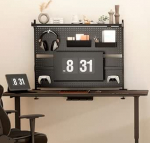 EUREKA ERGONOMIC Schreibtisch Stecktafel, Stahl Stecktafel mit Dual Monitor St&auml;nder, Computertisch Zubeh&ouml;r f&uuml;r B&uuml;ro, 4 Zubeh&ouml;rteile, modular aufh&auml;ngbar, 110 x 29 x 86,8 cm, Schwarz
