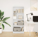 HEFZGDB raamaturiiul, valge, 60 x 24 x 143 cm, puitmaterjal, universaalne kapp, raamaturiiul, v&auml;ikesed riiulid, vitriinkapp kontorisse, elutuppa, t&ouml;&ouml;tuppa, magamistuppa