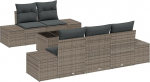 Rantry 6-teiliges Garten Sofa Set mit Kissen Grau Poly Rattan Gartenlounge Model3355608