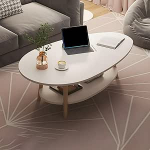 Kaasaegne lihtne puidust kohvilaud ovaalne disain puidust jalgadega naturaalne viimistlus ideaalne elutuppa r&otilde;dule sisaldab riiulit standardne suurus kodudesse