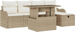 Rantry 6-teiliges Garten-Sofa-Set mit Kissen in Beige aus Poly-Rattan Gartenlounge Model3359708