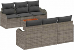 7-teiliges Garten Sofa Set mit Kissen Grau Poly Rattan Akazie, 2-Sitzer Garten Sofa mit Kissen Grau Poly Rattan Gartenlounge Model3347398