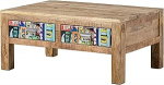 MASSIVMOEBEL24.DE Lounge kollektsiooni kohvilaud t&auml;ispuidust, mitmev&auml;rviline, lakitud, mango, 90 x 60 x 40 cm, 2 sahtlit, kohvilaud, k&otilde;rvallaud, diivanilaud