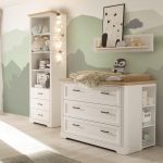 Lomadox beebitoa riietuslaud seisev riiul, Wandoard, maamaja stiilis, valge m&auml;nd ja tammepuu