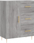 vidaXL Sideboard, kapp 3 sahtliga, 2 kambriga, Highboard elutoa kapp ukse metalljalgadega, kapp Sideboard, k&uuml;lgkapp, halli Sonoma puitmaterjaliga