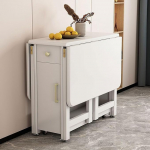 Pikendatav s&ouml;&ouml;gilauakomplekt 4 tooliga, 130 cm laius x 88 cm s&uuml;gavus x 75 cm k&otilde;rgus, t&auml;ispuit, valge, ruumi s&auml;&auml;stev kokkupandav laud ratastega, ei vaja kokkupanekut, restorani, k&ouml;&ouml;ki, baari, kontorisse.