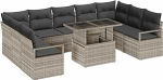 10-teiliges Garten-Sofa-Set mit Kissen Hellgrau Poly Rattan Gartenlounge Model3348888
