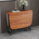 Ausziehbarer klappbarer Esstisch aus Holz mit Rollen, platzsparendes Schmetterlings-Blatt-Design f&uuml;r kleine R&auml;ume, braunes Finish, 100 x 60 x 75 cm