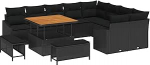 Gartensofa-Set mit Kissen 12 tk Schwarz Poly-Rattan Gartenm&ouml;bel Model3362684