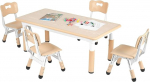 Clevich Children's Table with 4 Chairs, Table Chair Set, Height Adjustable, Children's Table Set for Children's Room, Plastic Children's Furniture, Children's Table and Chair Set for Boys Girls from 2