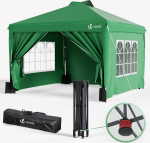 VOUNOT Pavillon 3x3m Wasserdicht Stabil Winterfest, Pop Up Faltpavillon mit 4 Seitenteilen und 5 Sands&auml;cke, Faltbar Partyzelt Gartenzelt Gartenpavillon inkl. Tasche, roheline