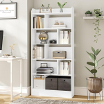 Hzuaneri Bookcase Bookcase with 6 Compartments Storage Shelf Standing Shelf for Living Room Office Bedroom 24 x 80 x 170 cm White BC22803X