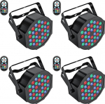 UKing 4pcs LED Par Light, 72W LED Spotlight RGB DMX Stage Light 7 Modes Party Light Effects with Remote Control for DJ Disco Light Wedding Christmas Stage Lighting