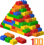 WYSWYG Suur ehitusklotside komplekt, 100 t&uuml;kki kivid 5 v&auml;rviga, &uuml;hildub k&otilde;igi teiste tootjatega, ideaalne lastele alates 3 4 5 6 aastatest