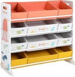 Songmics Toy Rack, Children's Room Shelf with 12 Fabric Boxes for Books, Toys, Organiser, Multifunctional, White GKRS04WT