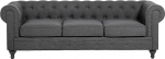 Beliani Modern 3-Seater Sofa Grey Fabric Chesterfield