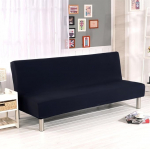 Solid Color Polyester Spandex 3 Seater Futon Cover Elastic Fully Foldable Fit Folding Sofa Without Armrests 80 x 50 Inch