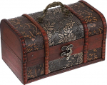 IGNPION Wooden Pirate Treasure Chest Floral Vintage Style Gift Box for Decorative Jewellery and Jewellery Storage Coin Collection Letter (Medium)