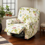 OKYUK lillemustriga tugitooli kate, v&auml;ga elastne veniv kate lamamistoolile, hingav ja libisemiskindel tugitooli kaitsja (kollane lill)