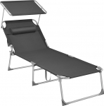 Songmics p&auml;ikesevoodi, aia lamamistool, eriti suur, 71 x 200 x 38 cm, maksimaalne koormus 150 kg, peatoe ja p&auml;ikesekattega, reguleeritav seljatugi, kokkupandav