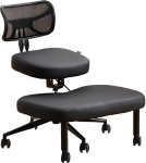 Ratastega ristjalgne tool, mitmek&uuml;lgne p&otilde;lvili tool seljatoega, reguleeritav iste nurga all parema kehahoiu saavutamiseks, paksud mugavad padjad, mustad