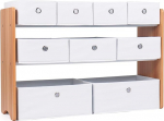Humble Crew Children's Wooden Toy Shelf with 6 Fabric Containers, Natural Wood/White