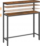 HOOBRO EBF96XG01 2-tasandiline konsoollaud reguleeritava k&otilde;rgusega (80-100cm) koridorilaud t&ouml;&ouml;stuslikus stiilis diivanilaud k&uuml;ljelaud v&auml;ikestesse ruumidesse esikusse elutuppa Vintage pruun ja must