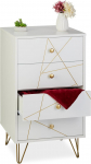 Relaxdays Sahtlikapp K x S 86 x 48 x 39 cm 4 sahtlit MDF Raua Elutuba Magamistuba Esikoda Koridor K&uuml;lgkapp Valge/kuldne