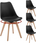 WOLTU 4-st p&ouml;&ouml;rlevast s&ouml;&ouml;gitoolist koosnev komplekt Moodne k&ouml;&ouml;gitoolid T&auml;ispuidust kunstnahast 120 kg kandev&otilde;ime Mustad