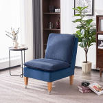 Sepnine k&auml;edeta tugitool, kaasaegne lugemistool Corduroy Velvet Lounge Chair magamistoas kahe rattaga, sobib elutuppa, magamistuppa ja vastuv&otilde;turuumi, karamell (sinine)