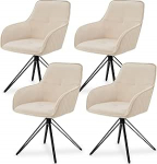 Juskys Clyde p&ouml;&ouml;rlevad toolid k&auml;etugedega 4-kohaline komplekt - S&ouml;&ouml;gitoolide modernne kangakattega - polsterdatud toolid s&ouml;&ouml;gitoas - 120 kg kandev&otilde;ime - tooli sametine beež v&auml;rvus